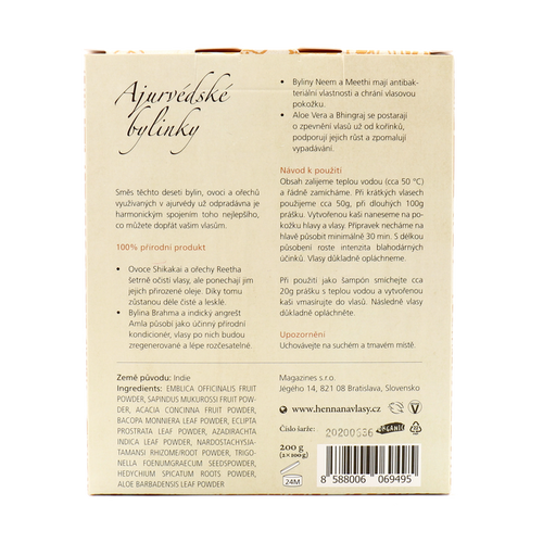 Šampon Ajurvédské bylinky no poo šampon a zábal na vlasy 200 g Indian Natural Hair Care fotografie č. 2