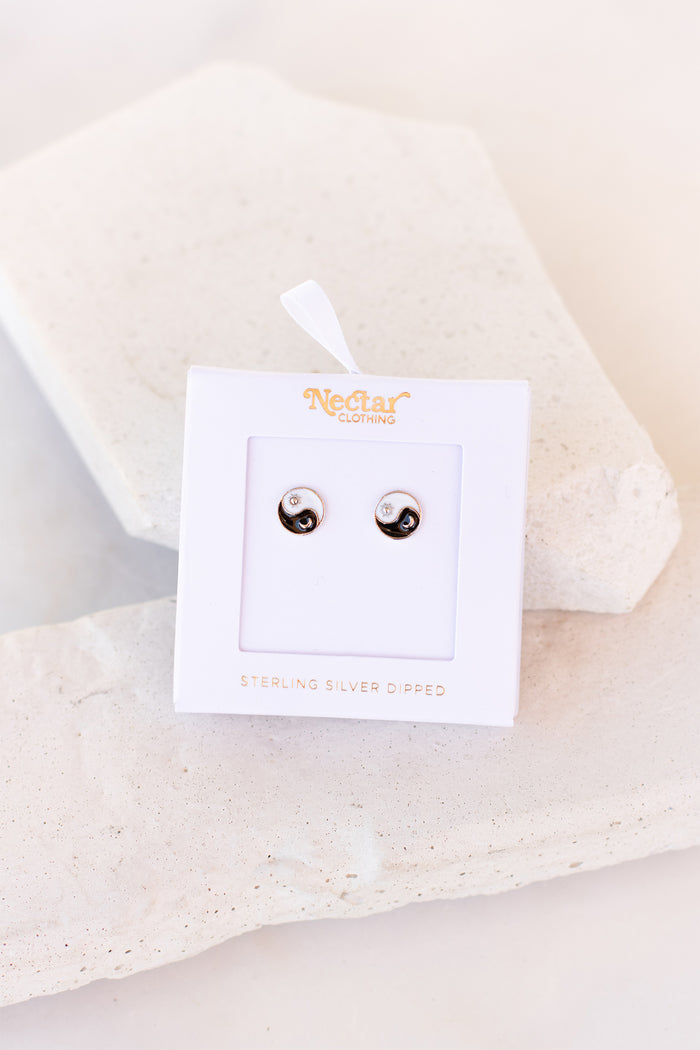 Gold Dipped Yin Yang Stud Earrings
