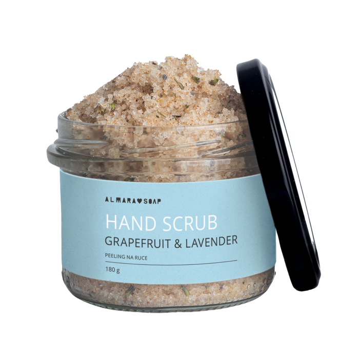 Tělový scrub Hand Scrub GRAPEFRUIT 'n' LAVENDER Pečující přírodní scrub na ruce i tělo s vůní grapefruitu a levandule 180 g Almara Soap fotografie č. 1