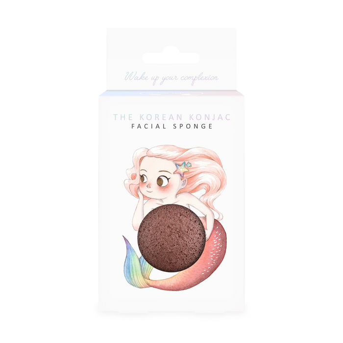 Konjac houba Konjac houba s červeným jílem a věšáčkem Mořská panna 1 ks Konjac Sponge fotografie č. 1