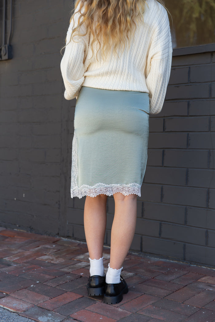 Lace Trim Midi Skirt