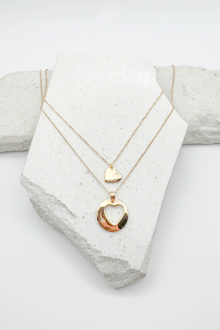 Layered Heart Cutout Necklace