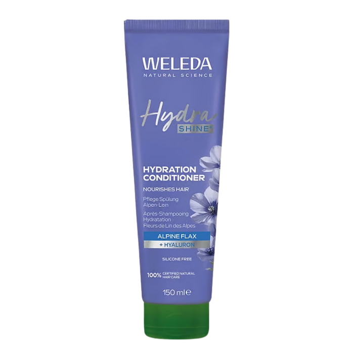 Kondicionér Lněný hydratační kondicionér Hydrashine s kyselinou hyaluronovou pro vlasy bez lesku 150 ml Weleda fotografie č. 1