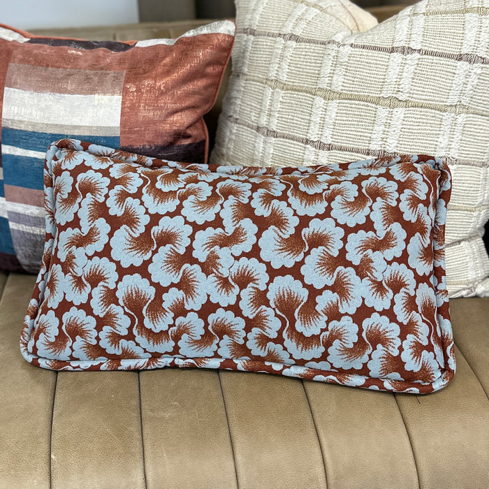Organic Ginko Leaf Rust Lumbar Pillow - 22x13