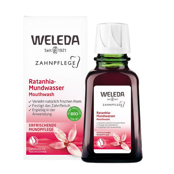 Ústní voda Ratanhová ústní voda na citlivé a podrážděné zuby a dásně 50 ml Weleda fotografie č. 1