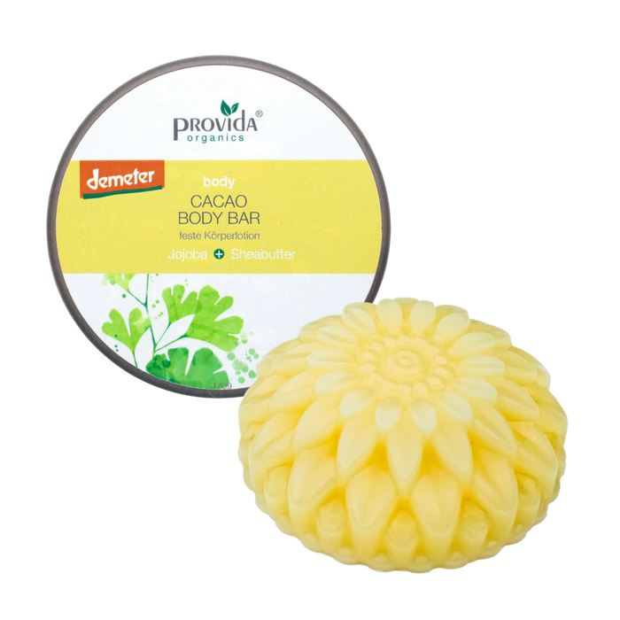 Tělové máslo Tuhé tělové máslo pro extra výživu suché pokožky ve tvaru květiny KAKAO 70 g DÓZA Provida Organics fotografie č. 1